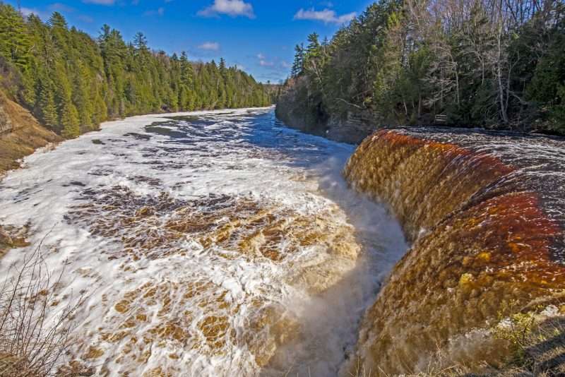 Rushing Waters Over A Flooded Upper Tahquamenon Falls
