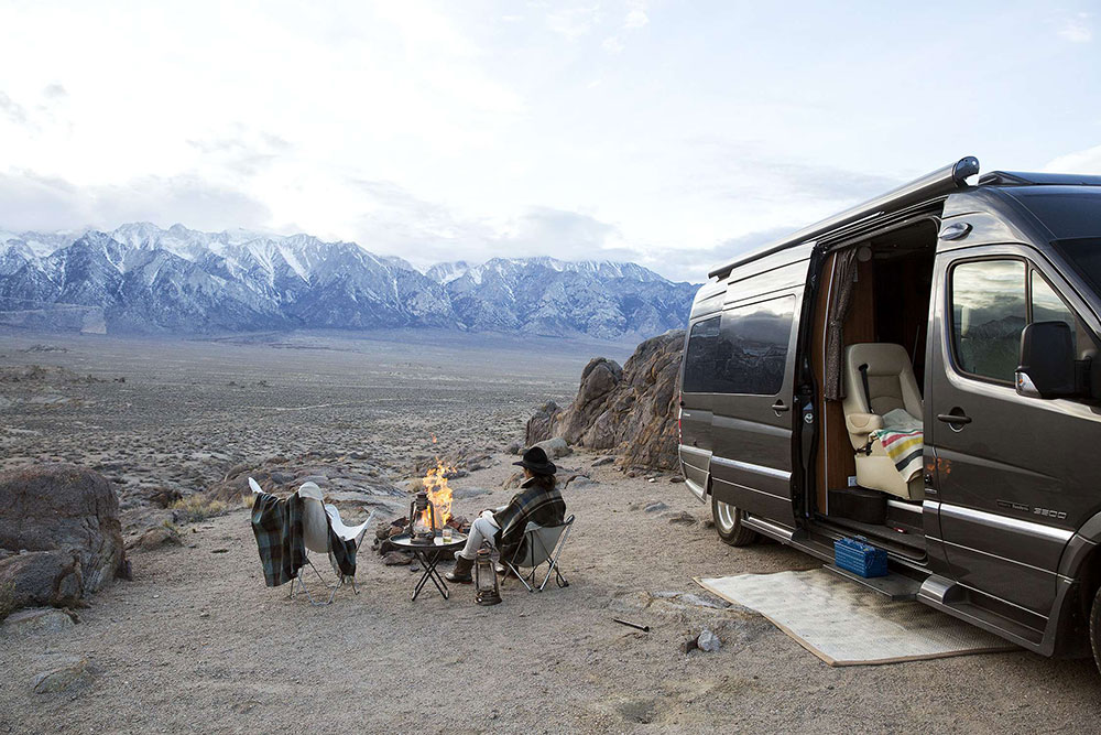 Camper Van in Mountains