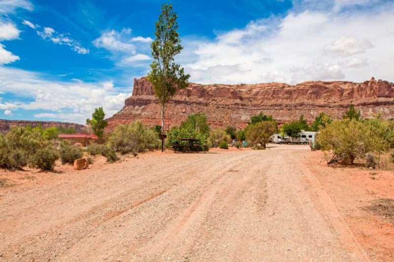 An RV at Archview RV Resort & Campground in Moab, Utah. 