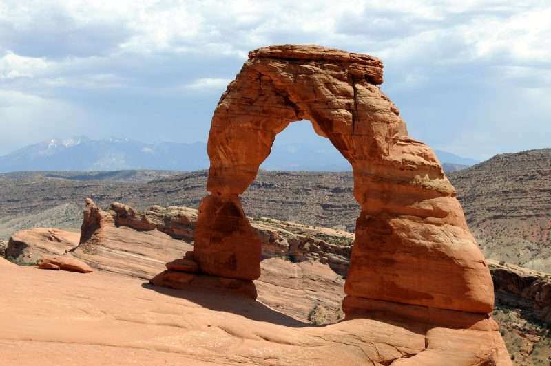 The Delicate Arch is a striking feature among many at Arches National Park in Utah.