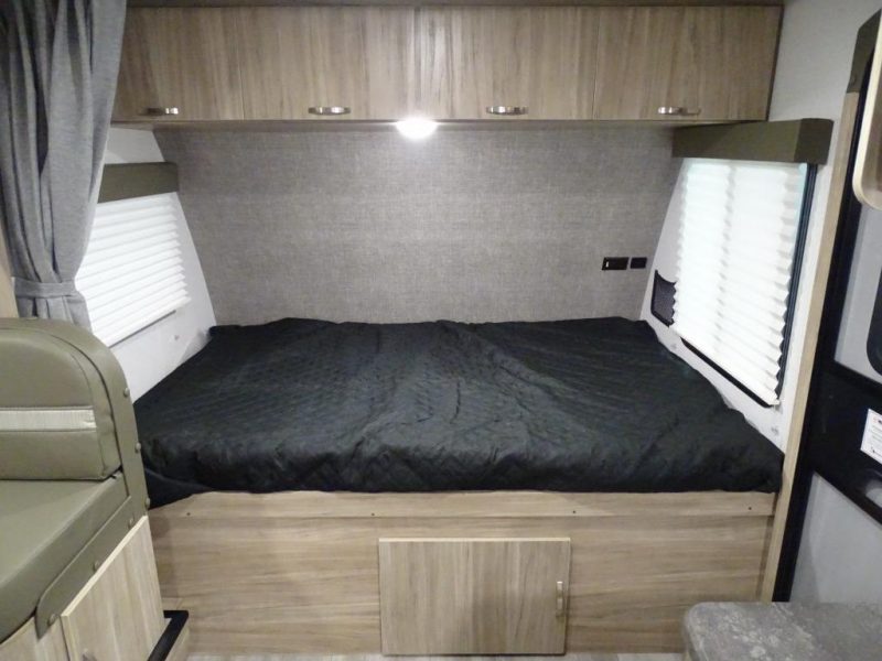 A full photo of the bed of the Micro Minnie 2100BH and it's storage.
